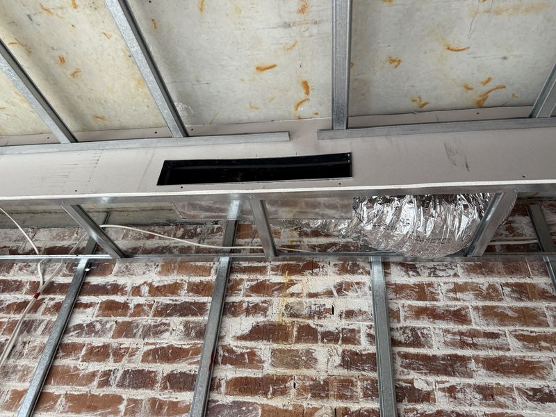 Rough-in: supply air duct installed and connected to a Uni-Booth outlet in the bulkhead, Botany, NSW